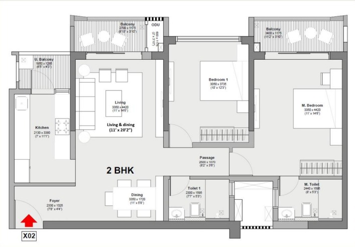 2BHK Premium Floor Plan